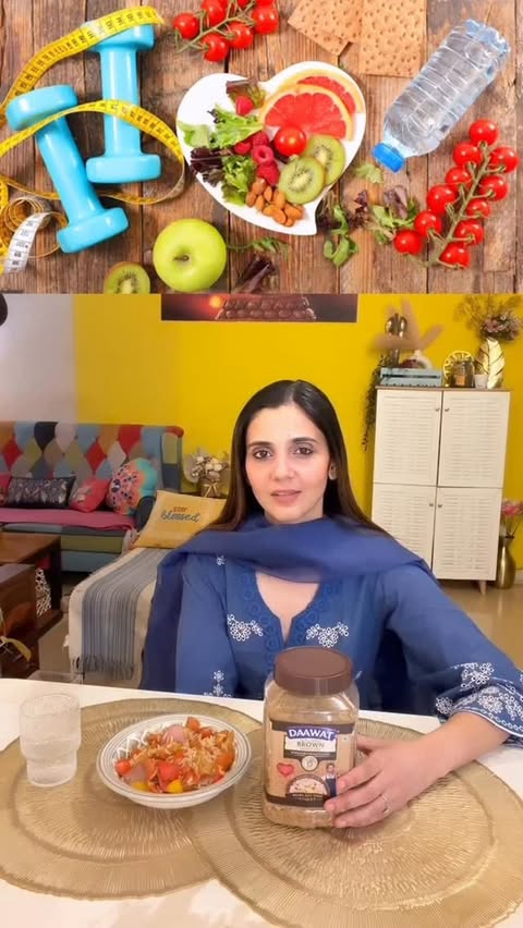 Instagram post by @everyday.with.shivangi for Daawat. Caption reads: [...] ✨ Balanced meals > starving yourself And....