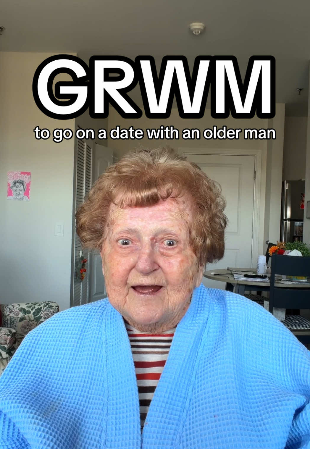 TikTok post by @grandma_droniak for Duolingo. Caption reads: [...] new guy at the nursing home. Thanks....