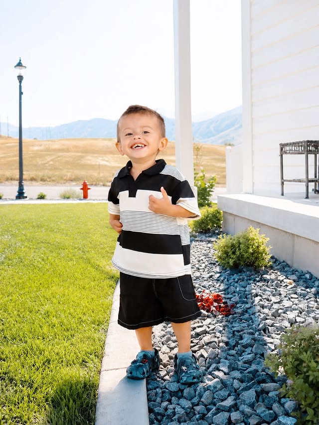 Instagram post by @arybindrup for SHEIN KIDS. Caption reads: Little outfit, big style. 🖤🤍 This SHEIN set is....