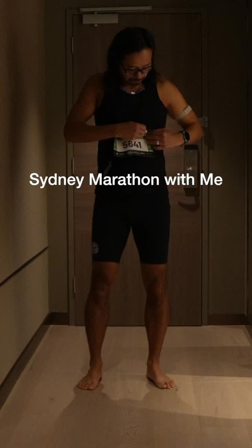 Instagram post by @kofuzi for SOAR Running. Caption reads: Sydney Marathon 2025 . My watch strap broke just....