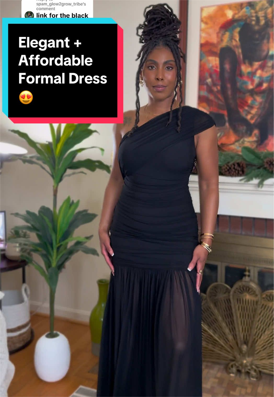 TikTok post by @maiya.pilar for Aprilake. Caption reads: [...] This mesh one shoulder dress from @Aprilake....