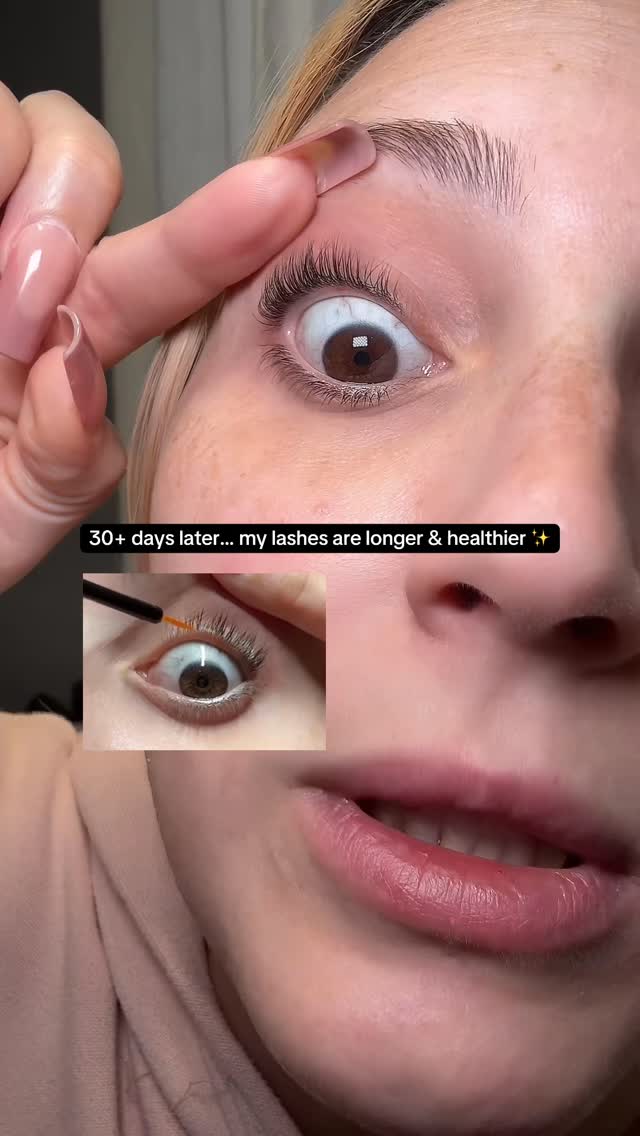 Instagram post by @glowupwithcrissy for Nuorganic. Caption reads: 30+ days of using this lash serum and I’m obsessed....