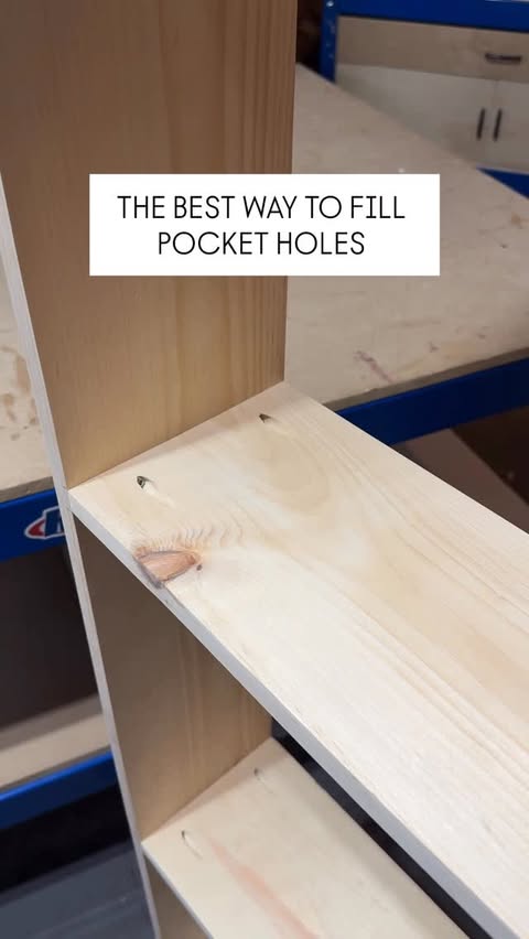 Instagram post by @minspiredliving for Rust-Oleum. Caption reads: If you’re not filling your pocket holes this way I....