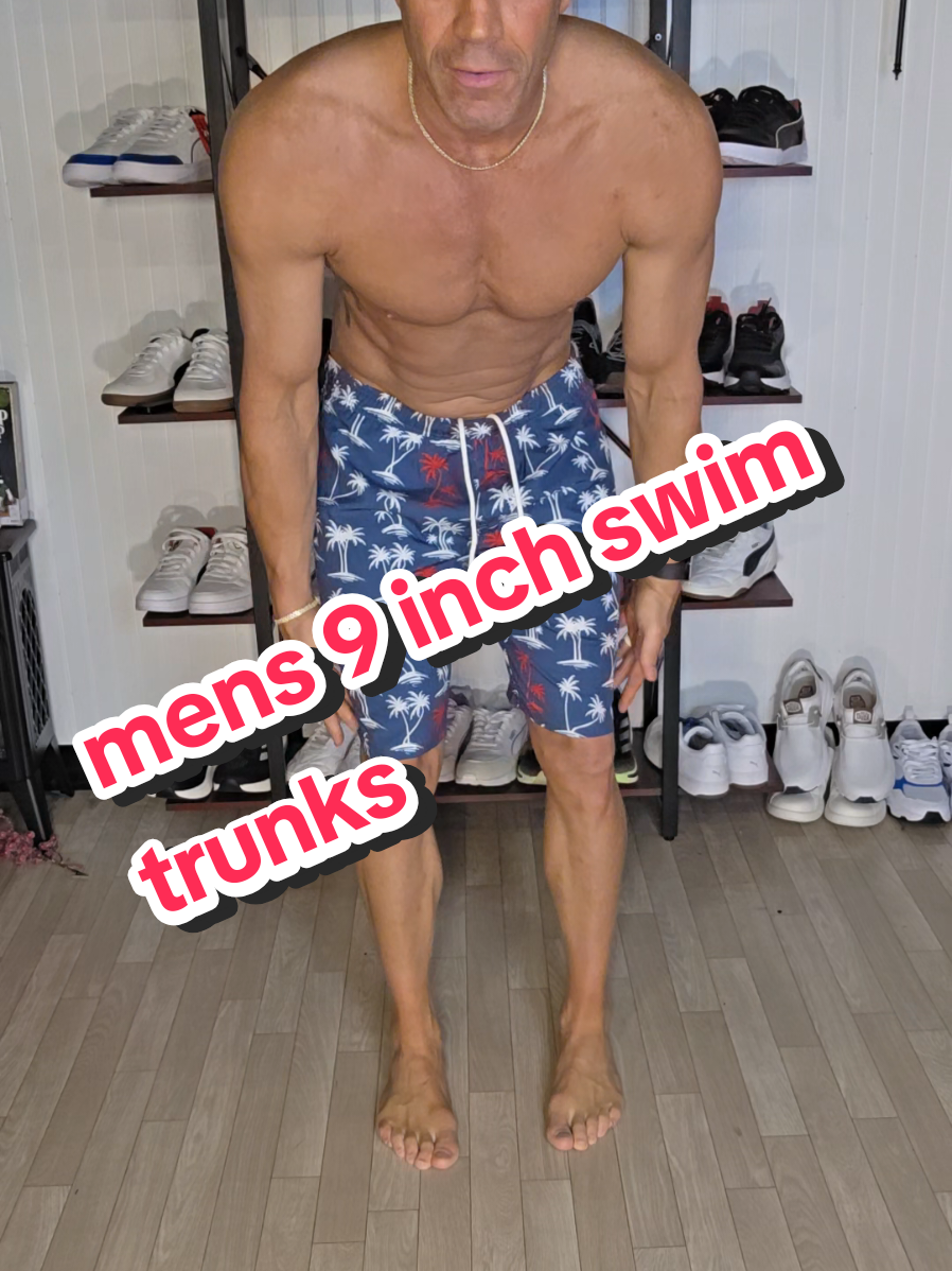 TikTok post by @dcfitness1 for ShopHDE. Caption reads: @ShopHDE mens 9inch swimming trunks [...].