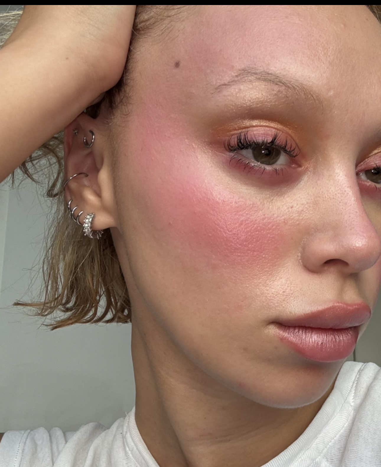 TikTok post by @reematahr for Make Up For Ever. Caption reads: never too much blush with @makeupforever HD skin....