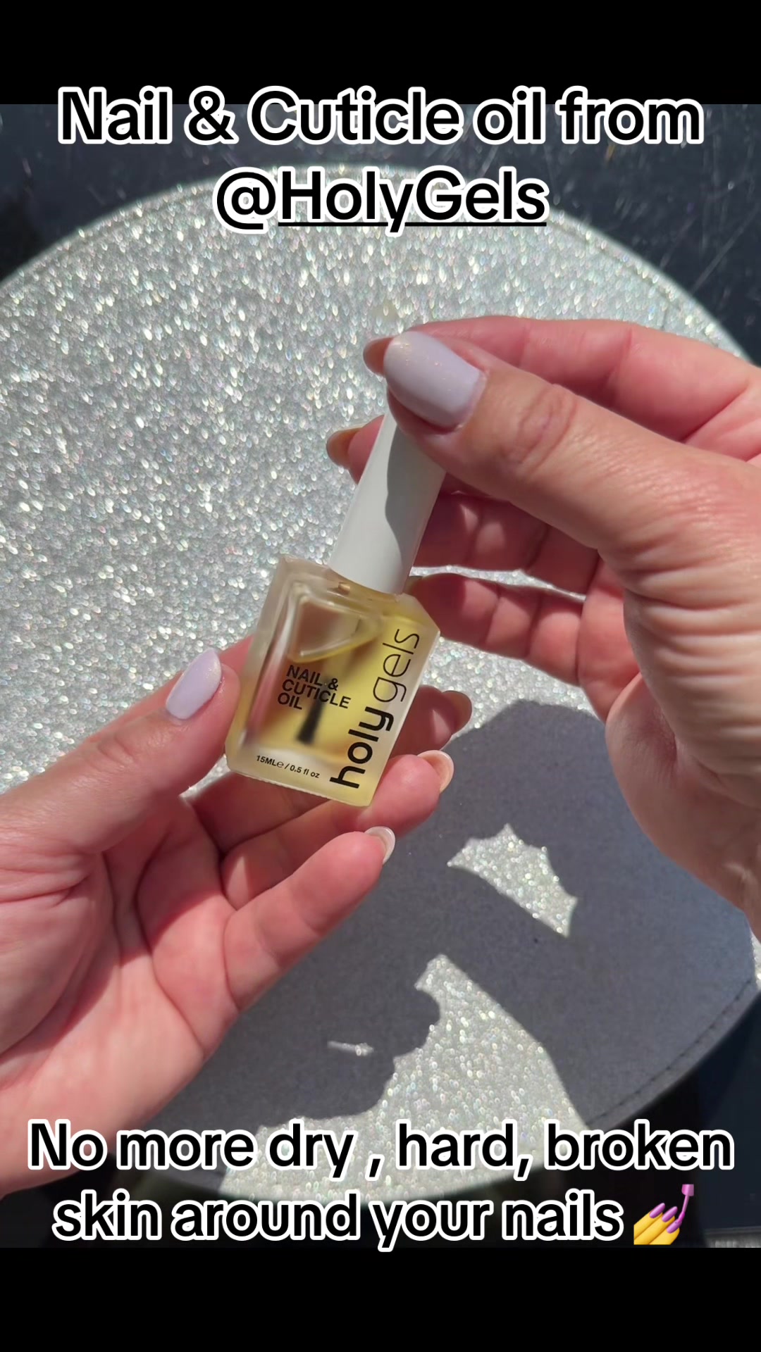 TikTok post by @aniaover40s for Holy Gels. Caption reads: [...] nail health while preventing damage. @Holy....