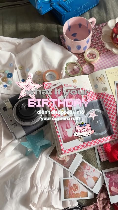 Instagram post by @project.catherine for Instax. Caption reads: [...] 🎀🍰☁️ capturing this year on the....
