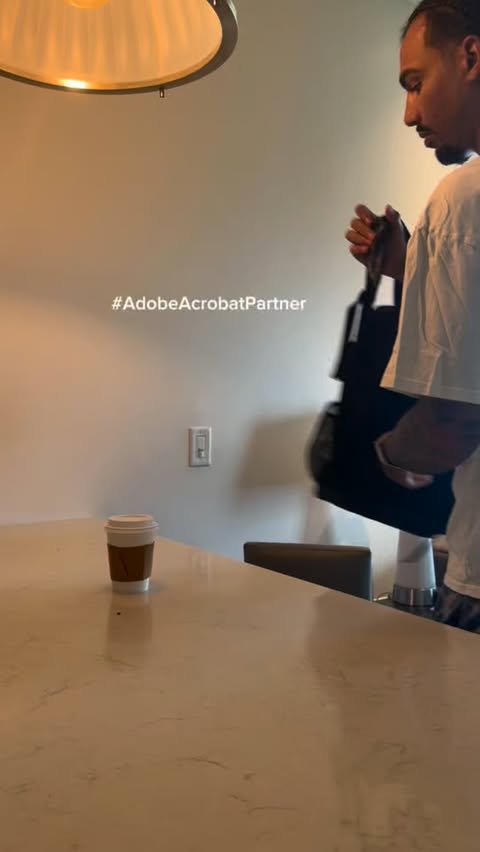 Instagram post by @houstonmallette for Adobe Acrobat. Caption reads: [...] Study smarter with Student Spaces in....