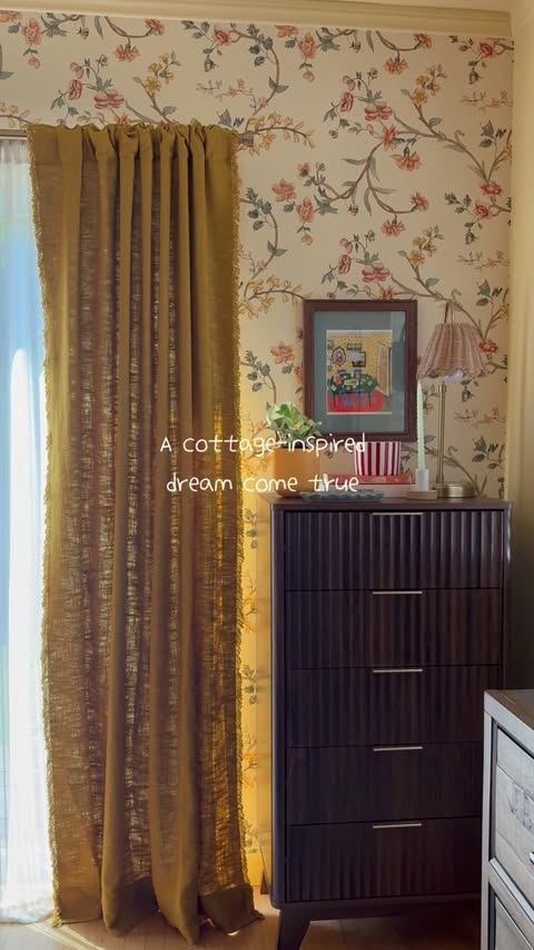 Instagram post by @properlittlehome for Sandberg Wallpaper. Caption reads: [...] what it needed. Clara Oat from....