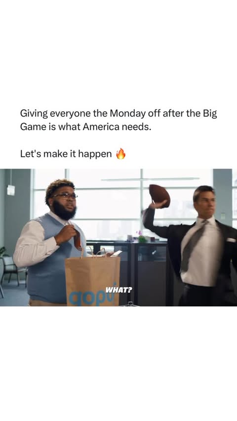 Instagram post by @allcfb for Gopuff. Caption reads: America needs #SuperMondayOff @Gopuff is working....
