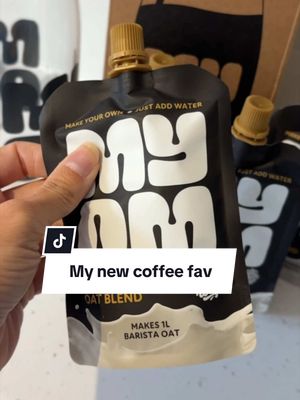 TikTok post by @mpowcat for MYOM. Caption reads: [...] #microplastics #oat #oatmilk #TikTokShop....