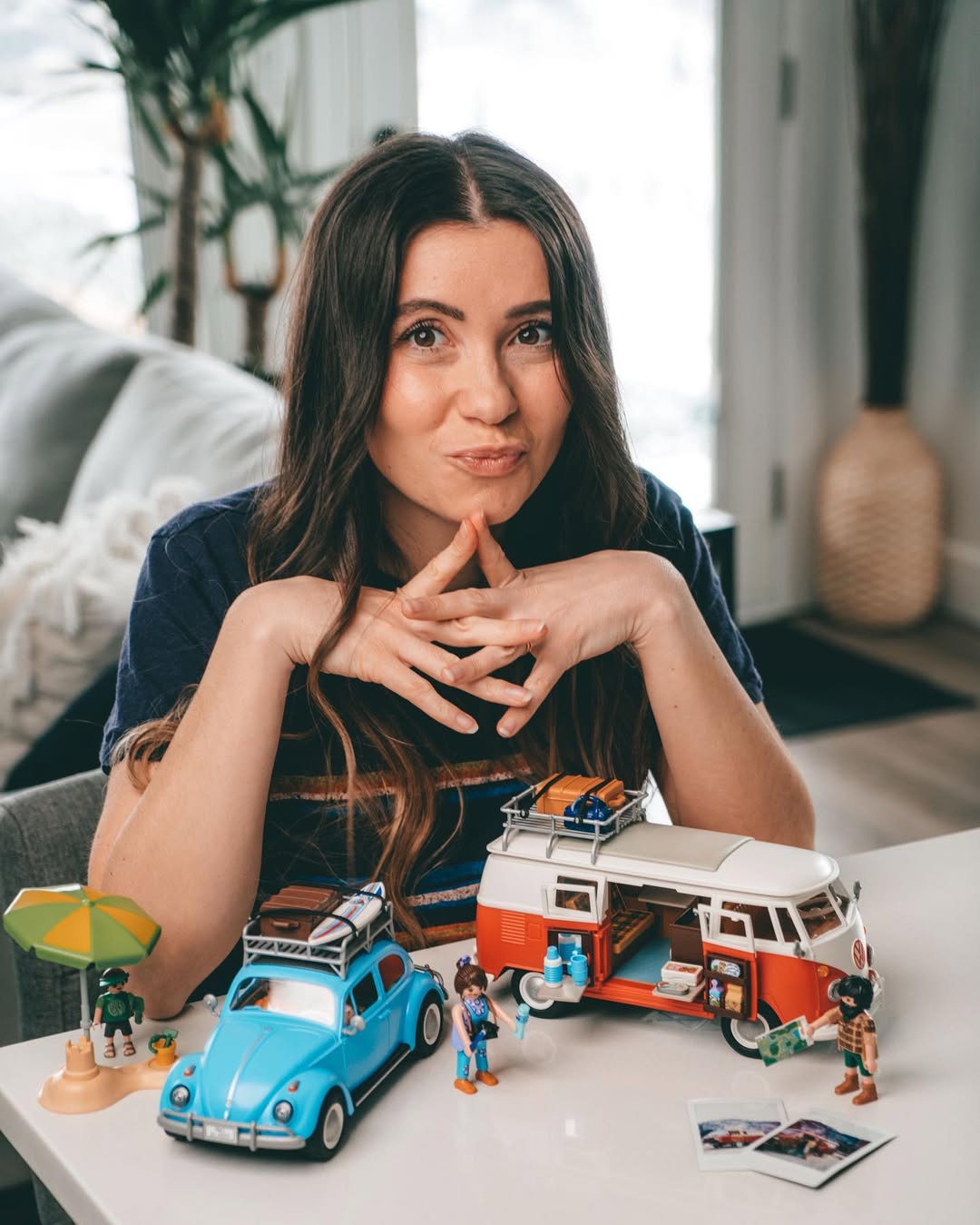 Instagram post by @heynadine for Playmobil. Caption reads: #ad | Move over Clifford, we have a new van in the....