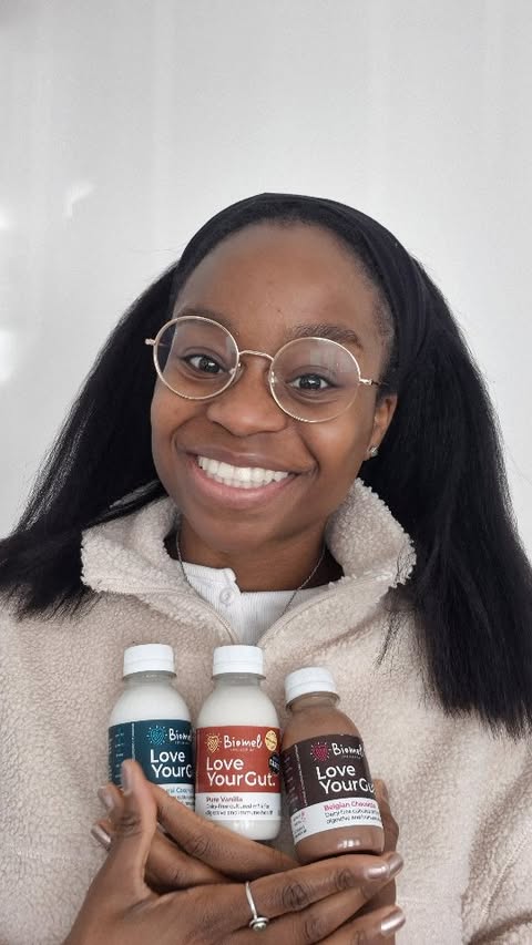 Instagram post by @officialayosokale for Biomel. Caption reads: Gut health is one of those things busy people....