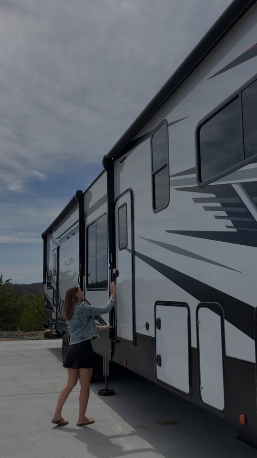 Instagram post by @simply.scenic for RVLock. Caption reads: [...] RV life. Which is why we rely on @rvlock to....