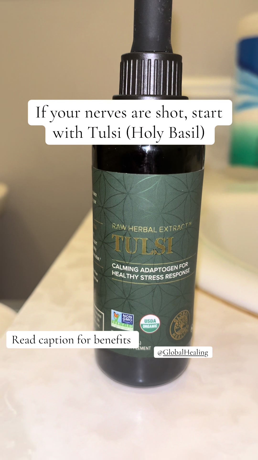 TikTok post by @barfootfarms82 for Global Healing. Caption reads: I used to take prescription meds for my anxiety....