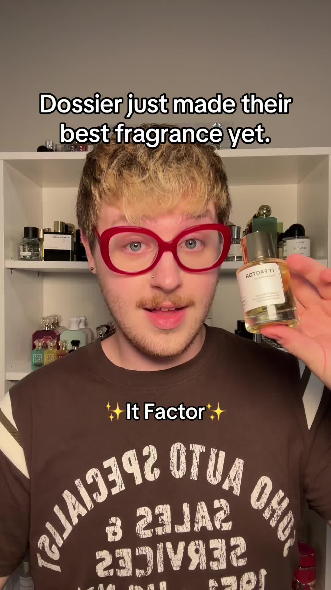 TikTok post by @plsmells for Dossier. Caption reads: Let’s smell @Dossier Perfume It Factor together 🤭....