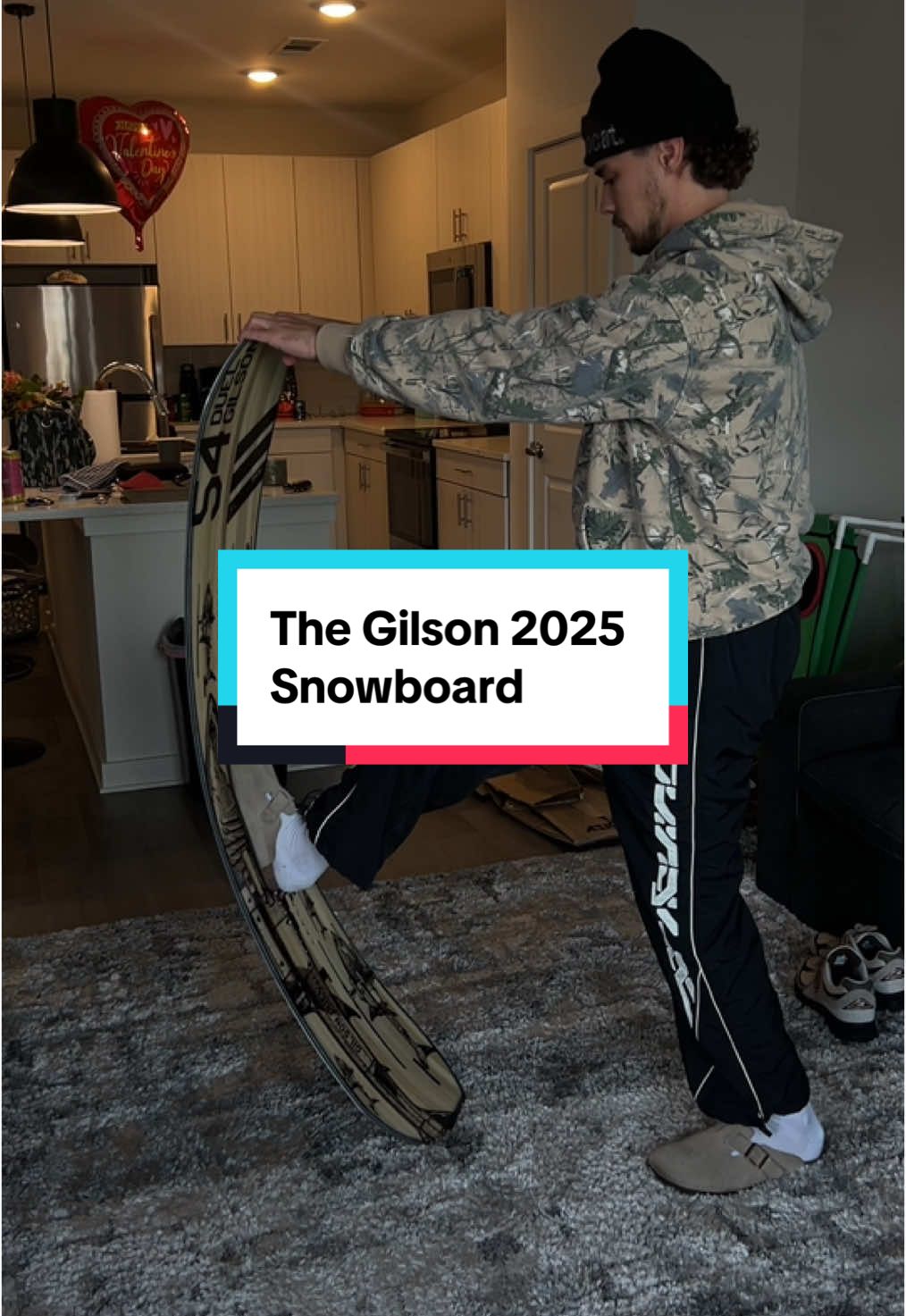 TikTok post by @dhouse_1 for Gilson Snow. Caption reads: [...] board” | Gildan Dual 2025 snowboard @Gilson....