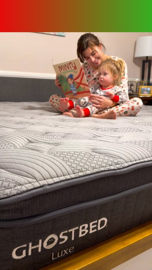 Instagram post by @dunnfamilyfun for GhostBed. Caption reads: Three things I am loving about so far with my new....