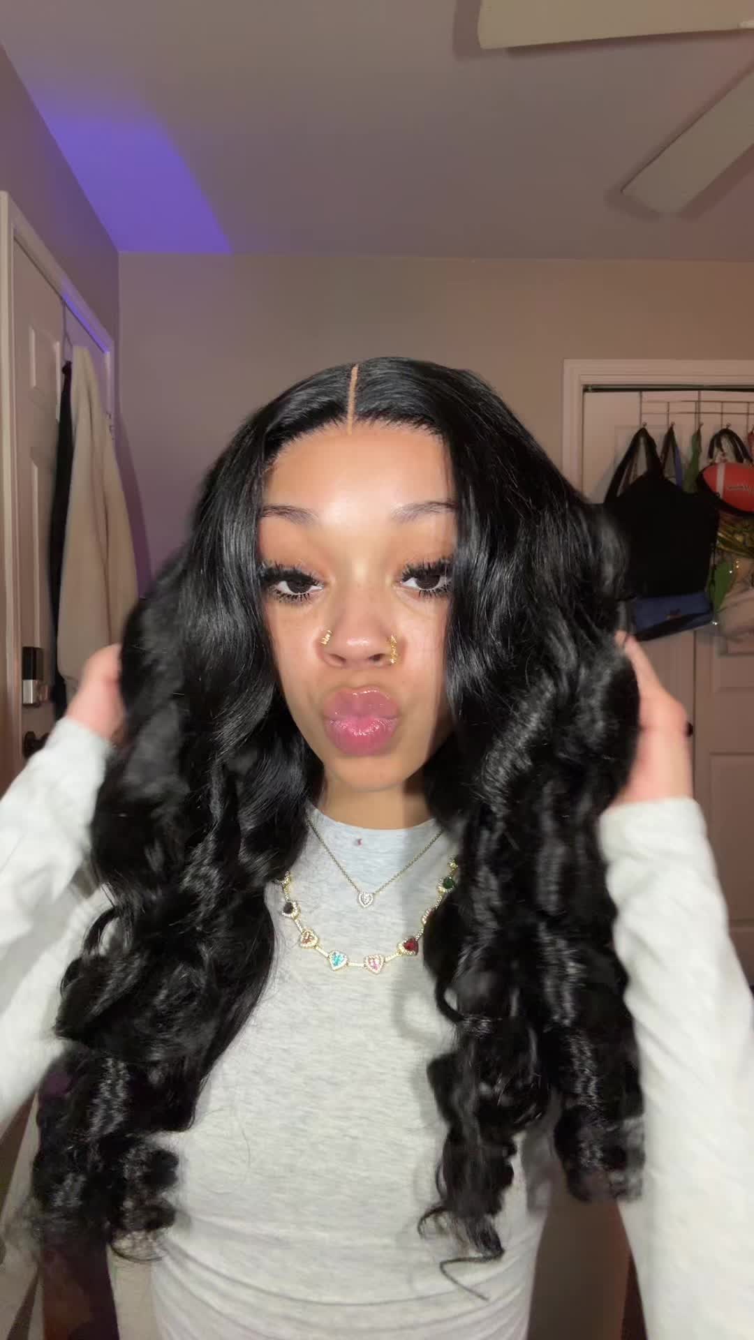 TikTok post by an influencer for Mamushow Hair Store. Caption reads: @Mamushow Hair Fashion precut lace = NO STRESS....