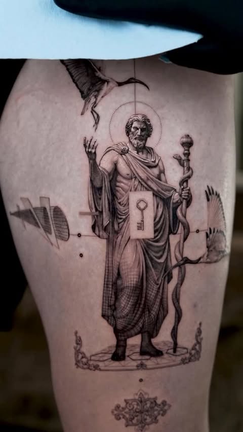 Instagram post by @ogitattooer for EMALLA Official. Caption reads: Asclebius

Booking Available: 
Booking Available....