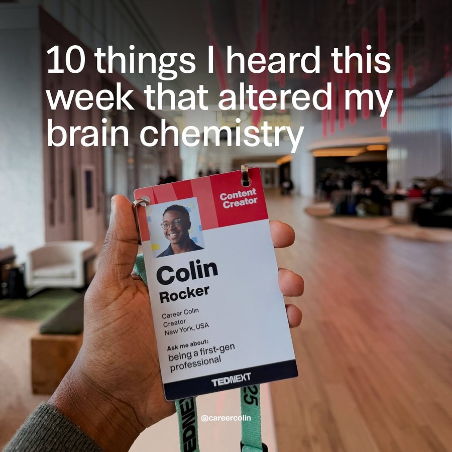 Instagram post by @careercolin for TED. Caption reads: These are the ideas I heard at TED Next this week....