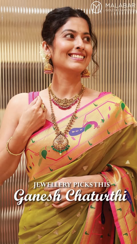 Instagram post by @abhidnya.u.b for Malabar Gold and Diamonds. Caption reads: [...] some beautiful jewellery from....