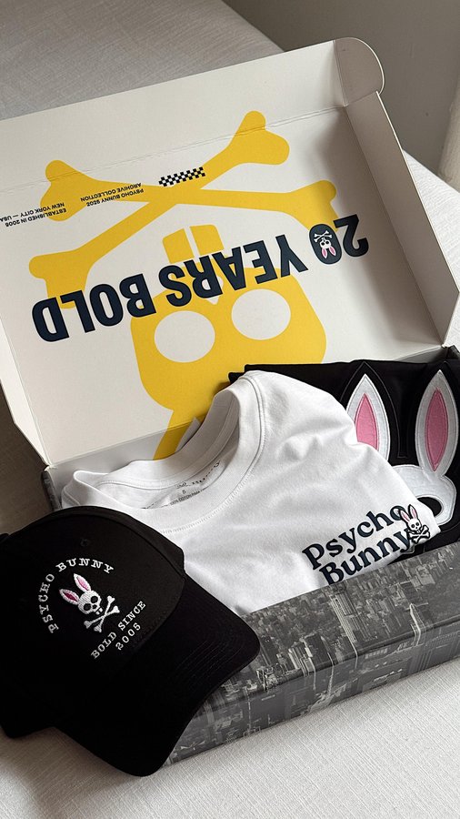 Instagram post by @sinkthesun for Psycho Bunny. Caption reads: We love a reason to celebrate and thankfully....