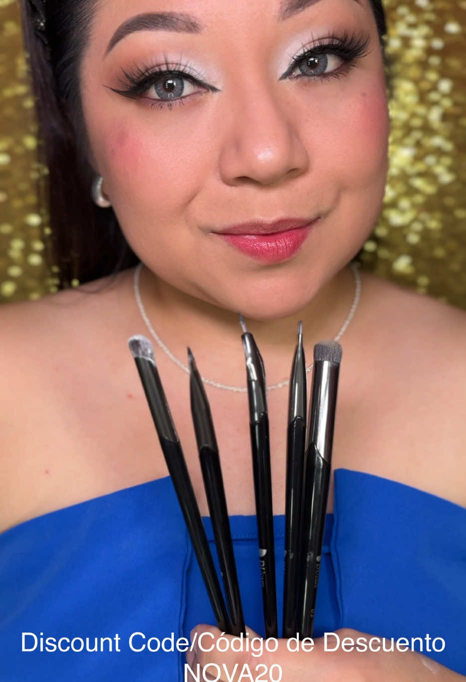 TikTok post by @novasbeauty16 for DUcare Beauty. Caption reads: @DUcare beauty brushes 🛍️Discount Code/Código de....