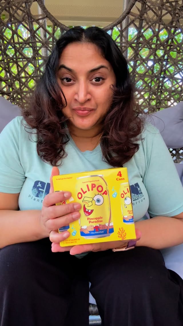 Instagram post by @jvayavinat for OLIPOP. Caption reads: NEW Pineapple Paradise OLIPOP × Spongebob is here!....