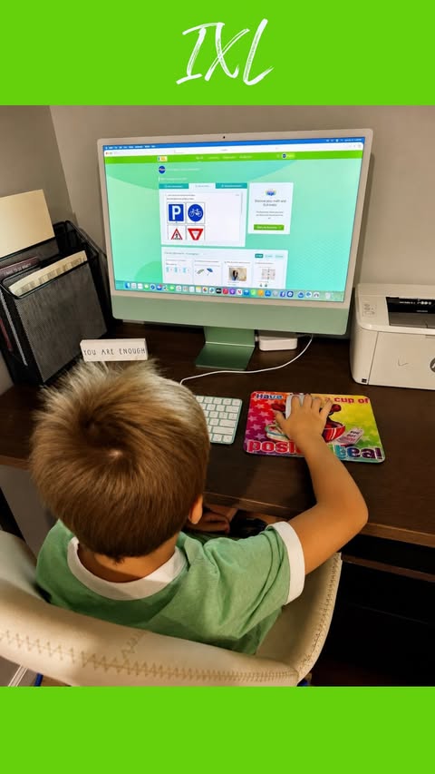 Instagram post by @dunnfamilyfun for IXL Learning. Caption reads: School moves FAST. ✏️📚 #IXLPartner One minute....