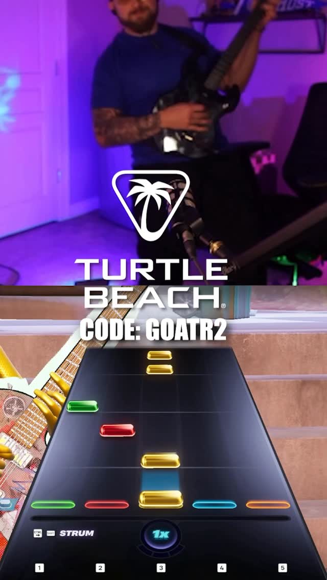 Instagram post by @goatr2_ for Turtle Beach. Caption reads: This guitar is Insane! Thank you @turtlebeach....