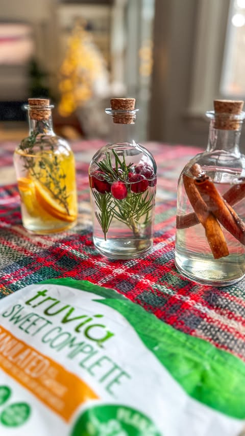 Instagram post by @makefoodlovely for Truvia. Caption reads: 🎄 HOLIDAY SIMPLE SYRUPS 🎄 

WAIT until you see....