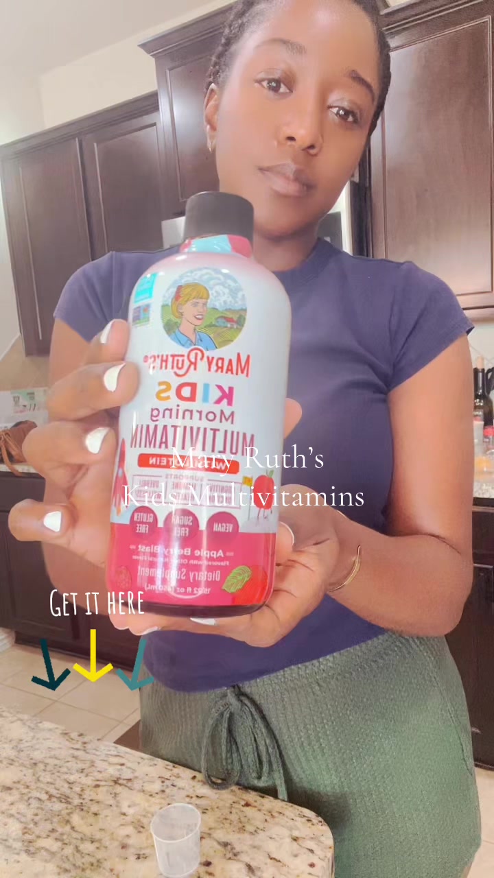 TikTok post by @working_on_my_aura for MaryRuth's Kids. Caption reads: MaryRuth's liquid multivitamins are generally....