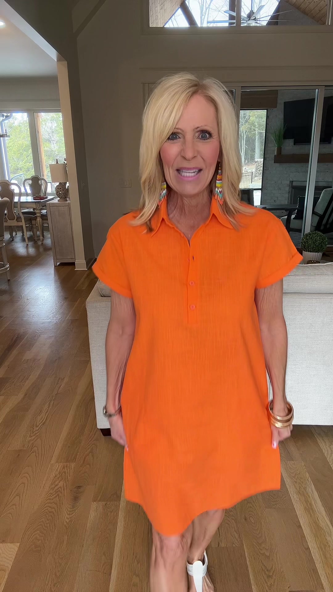 TikTok post by @christy37218 for Zeagoo. Caption reads: Great cotton shirt dress! #zeagoo #shirtdresses....
