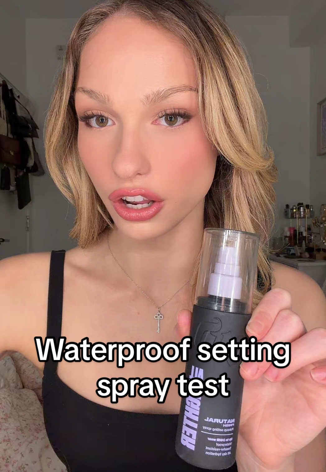 TikTok post by @jemmaviolett for Urban Decay. Caption reads: Testing the new @urban decay setting spray to see....