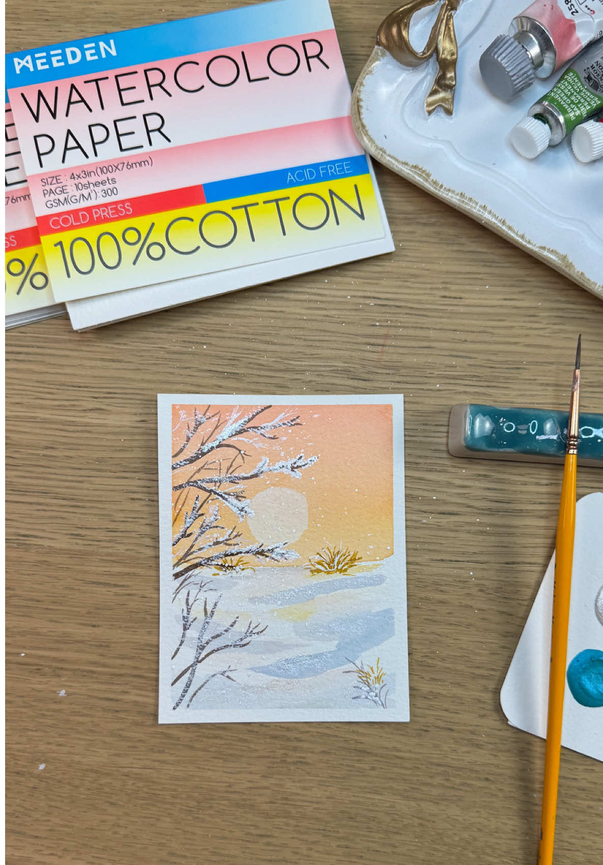 TikTok post by @februaryrosedesigns for MEEDEN ART. Caption reads: [...] papers! What should I paint next? ....