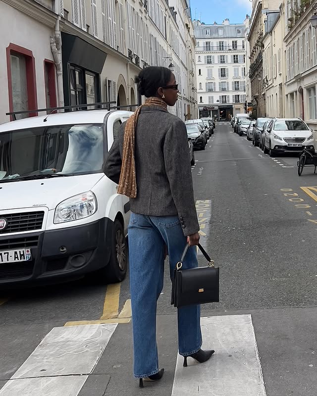 Instagram post by @sylviemus_ for Aeyde. Caption reads: the baggy jeans from summer are still around! also....