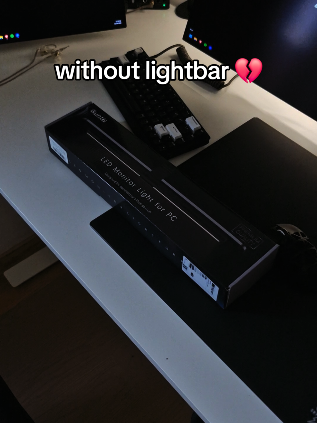 TikTok post by @nextyztech for Quntis. Caption reads: The best Monitor Lightbar?  The new Quntis Monitor....