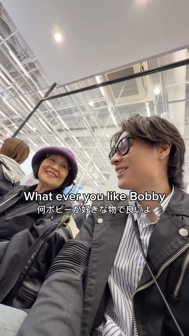Instagram post by @bobbyintokyo for Zoff. Caption reads: [...] with my Japanese grandma. Go check out Zoff....