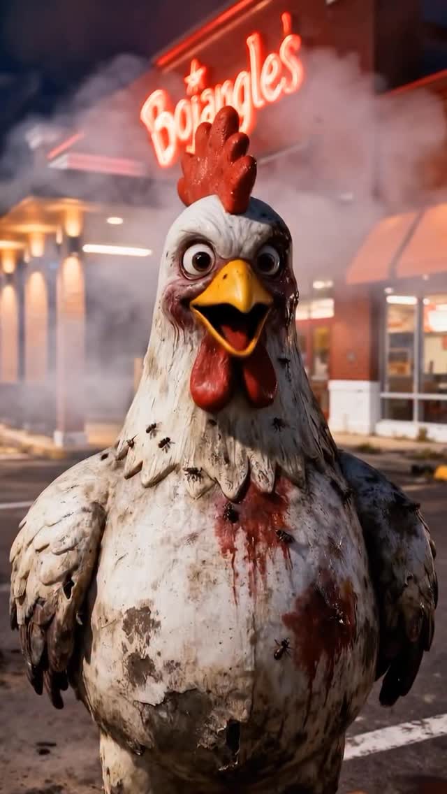 Instagram post by @thebrainrotreels for Bojangles. Caption reads: The grease never sleeps — and neither does he.....