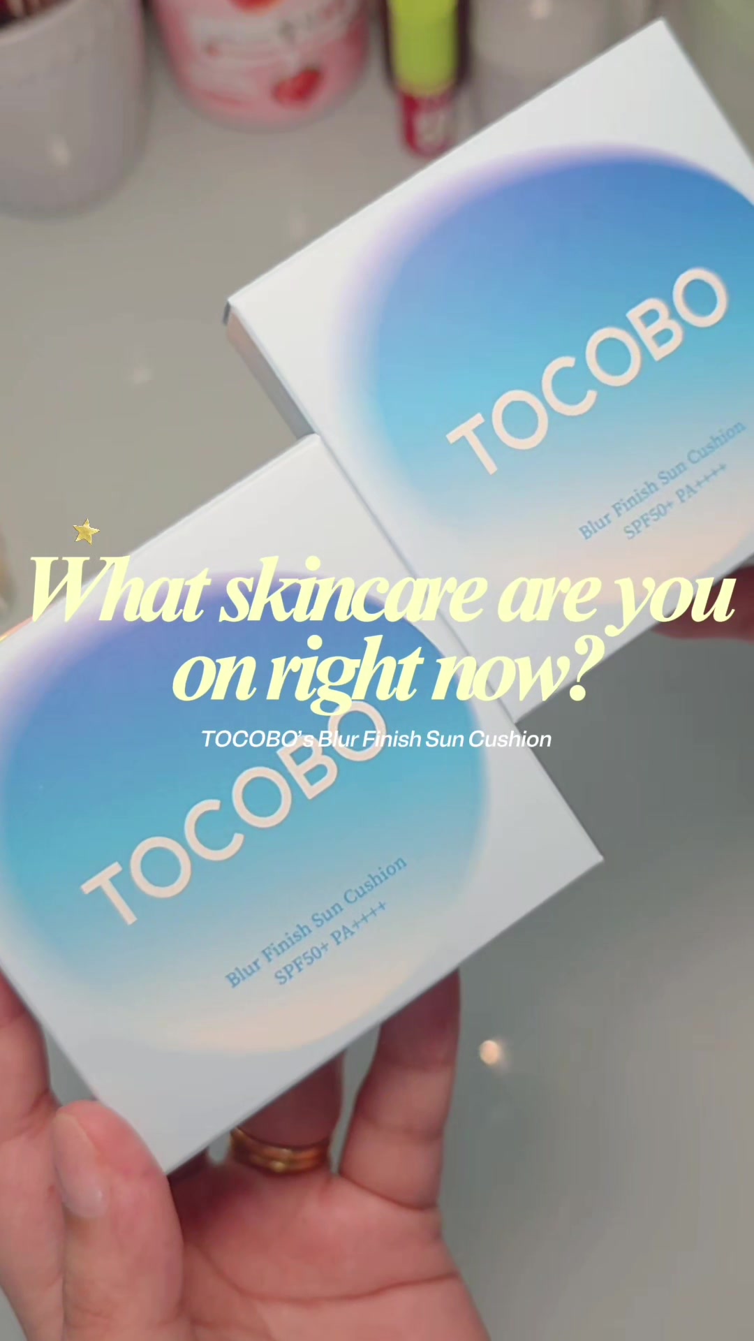 TikTok post by @sheha.rbano_ugc for 4AM Marketing – Saebyeok Naesi. Caption reads: [...] Sun Cushion @TOCOBO US @4AM Marketing –....