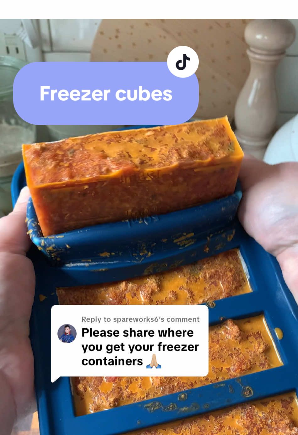 TikTok post by @simplysarahhart for Souper Cubes. Caption reads: [...] to @spareworks6 they are called @Souper....
