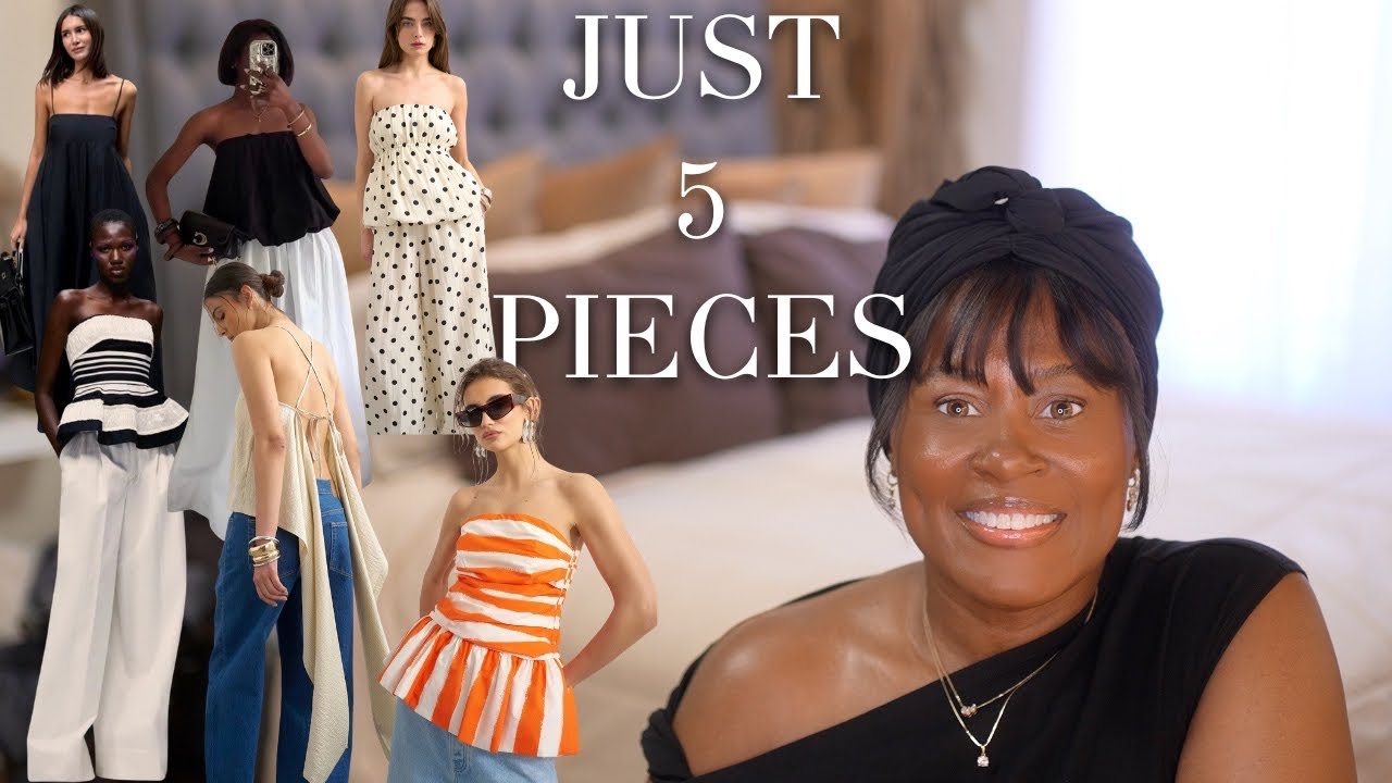 YouTube post by @Shukurataylor for Thematic. Caption reads: How to Build a Chic Summer Wardrobe With Just 5....