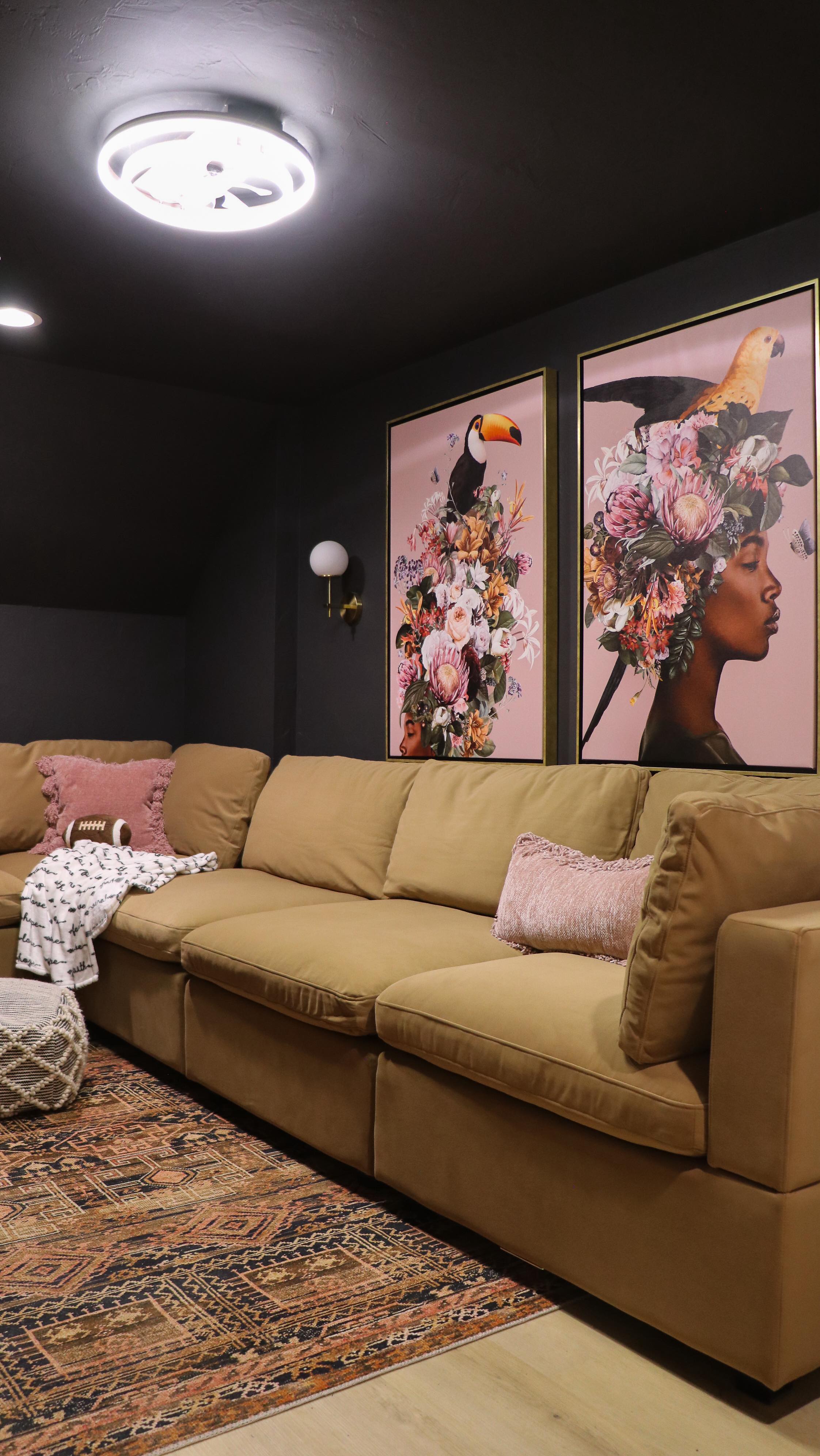 Instagram post by @smashingdiy for Albany Park. Caption reads: The star of my movie room is definitely this....