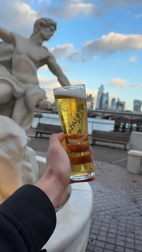 Instagram post by @ethanbridge_ for Peroni Nastro Azzurro. Caption reads: Today all my dreams came true… I turned water into....