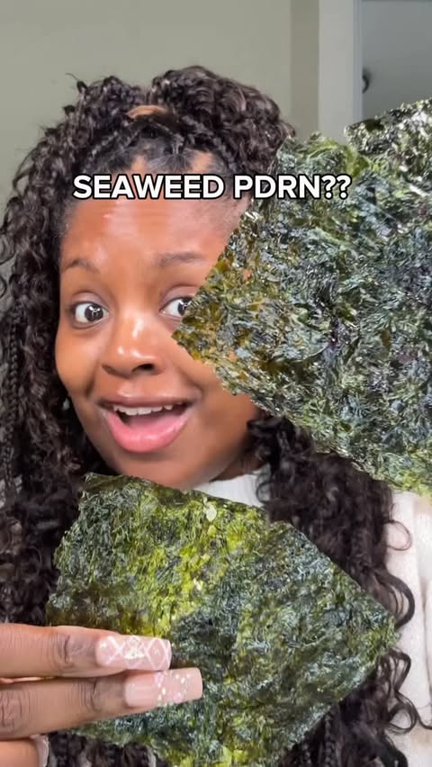 Instagram post by @missdarcei for YesStyle. Caption reads: Skincare made from seaweed?? Isntree PDRN made....