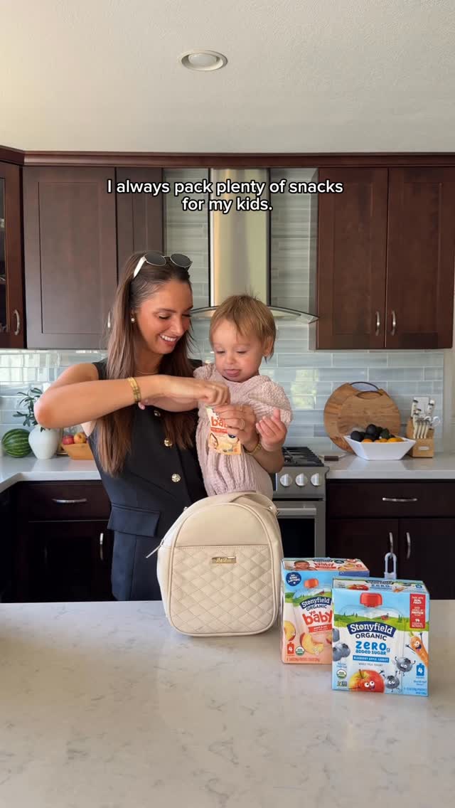 Instagram post by @hortonlane_ for Stonyfield Organic. Caption reads: #Ad Busy afternoons call for quick and easy....