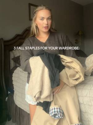 TikTok post by @stay.inyourown.lane for ZESICA USA. Caption reads: my 3 fall wardrobe essentials 🤎 @zesica_usa (it....