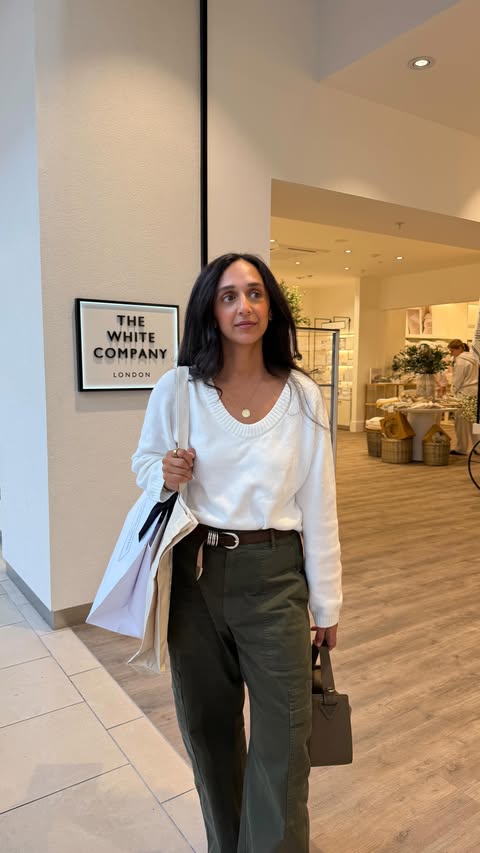 Instagram post by @heyitsromeca for The White Company. Caption reads: ad The new @thewhitecompany store at Lakeside is....