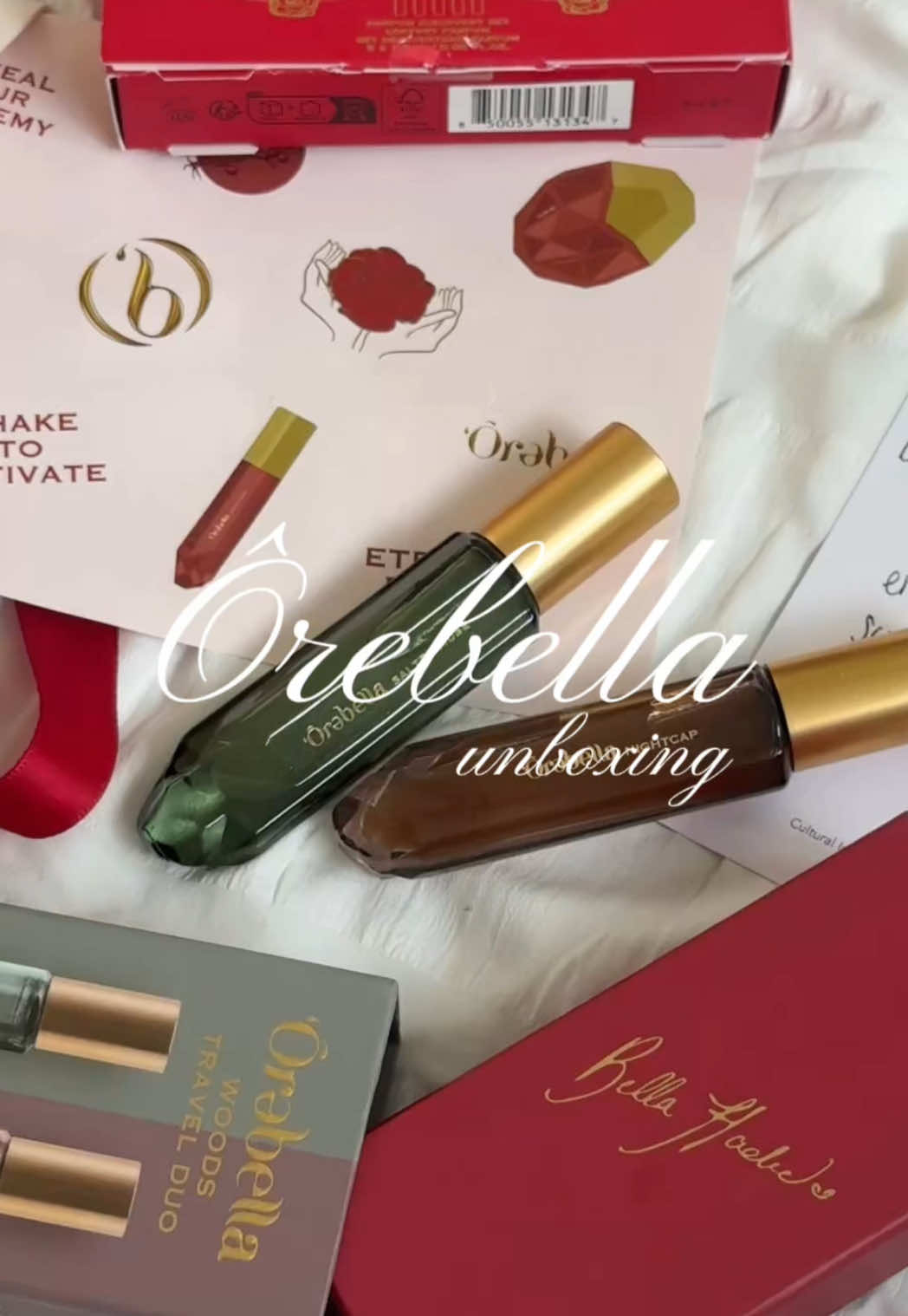 TikTok post by @028ze for Orebella. Caption reads: [...] with these scents! @Bella Hadid  #orebella....